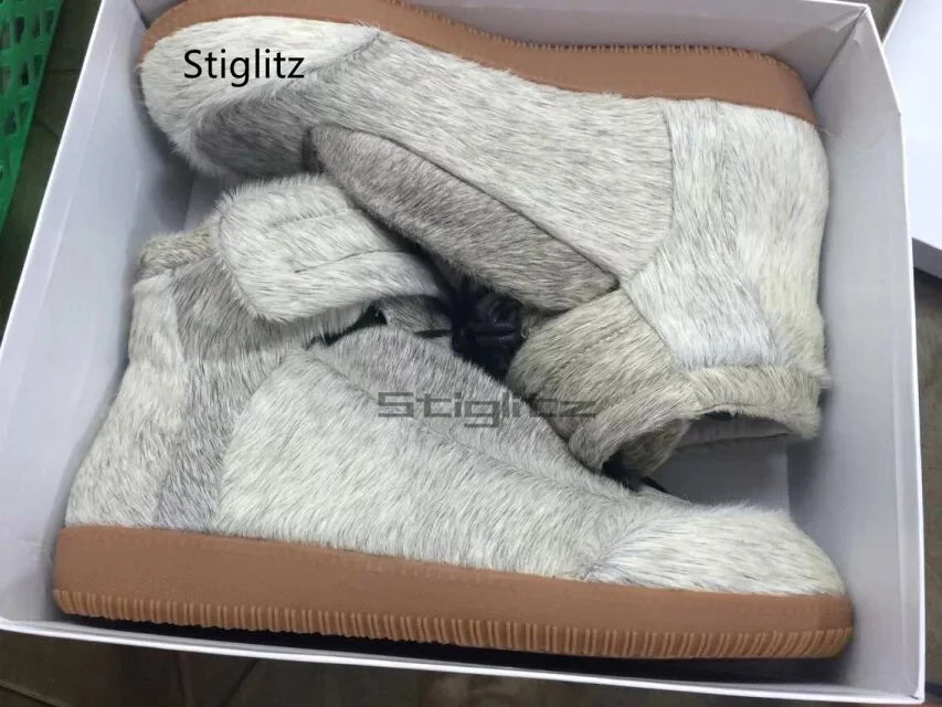 Herren High Top Leder Sneaker - Größe 40-46, Klettverschluss