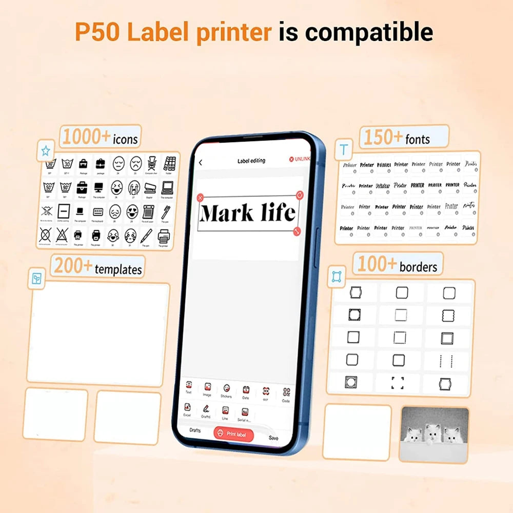 Label-Drucker 2025: Marklife D110-B21-P15 Bluetooth - Thermal Self-Adhesive Collection