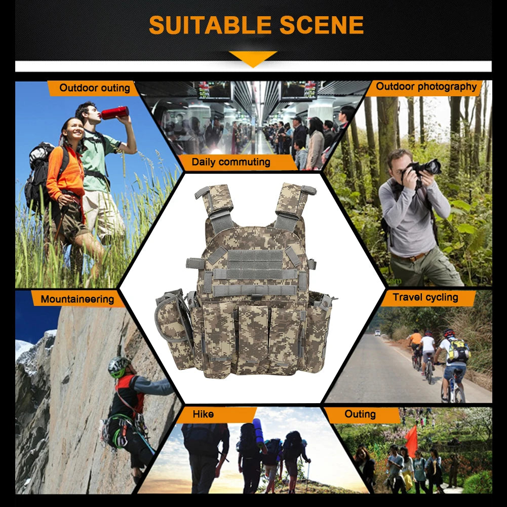 Nylon Tactical Vest Body Armor Hunting Carrier Airsoft Accessories CS Combat MOLLE Camo Military Army Vest for Outdoor Hunting