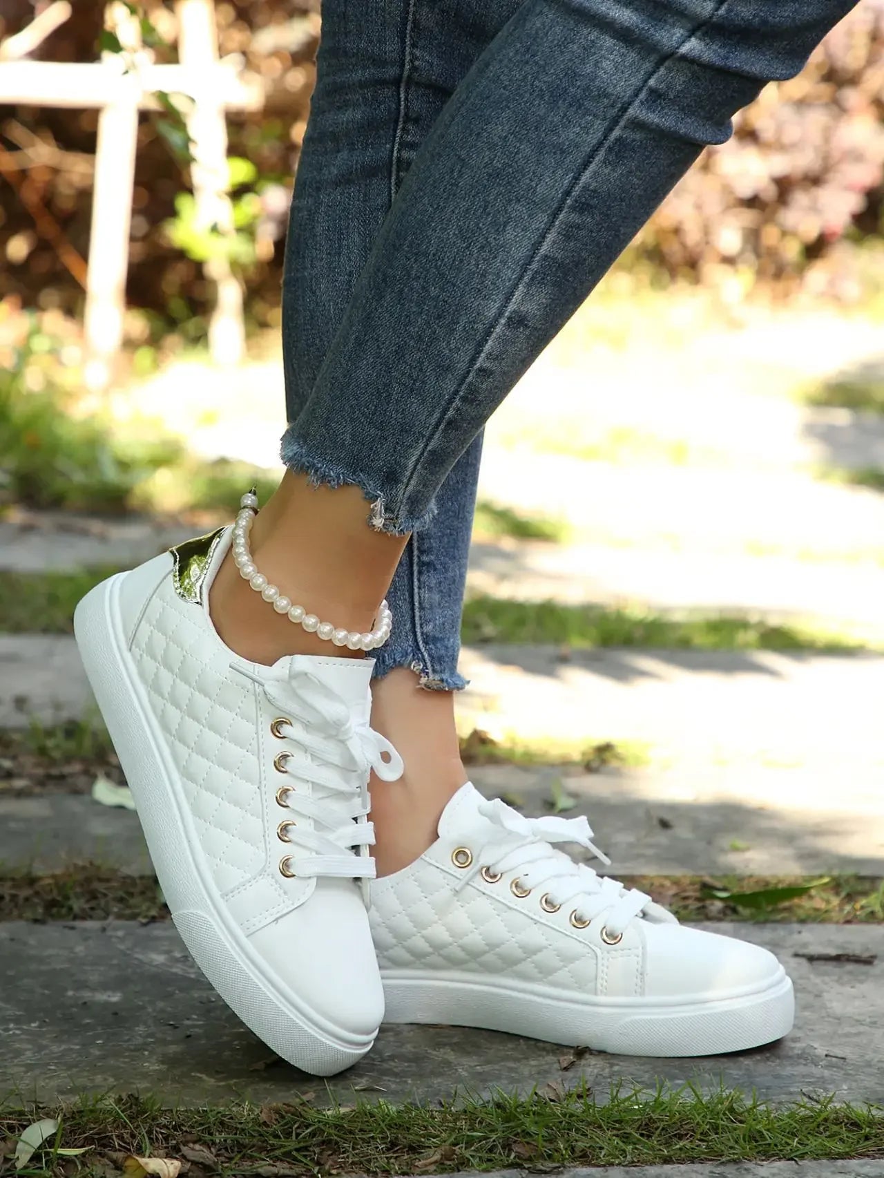 Zhejiang JD-H53 Komfort Sneakers - Weiß PU Flach 36-41