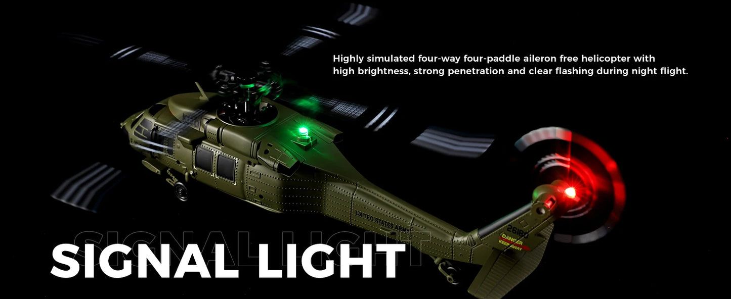 Wltoys K170 RC Helicopter UH-60L 4 Channel Remote Control brushless Helicopters with Gyro and LED Light Durable Airplane Toy
