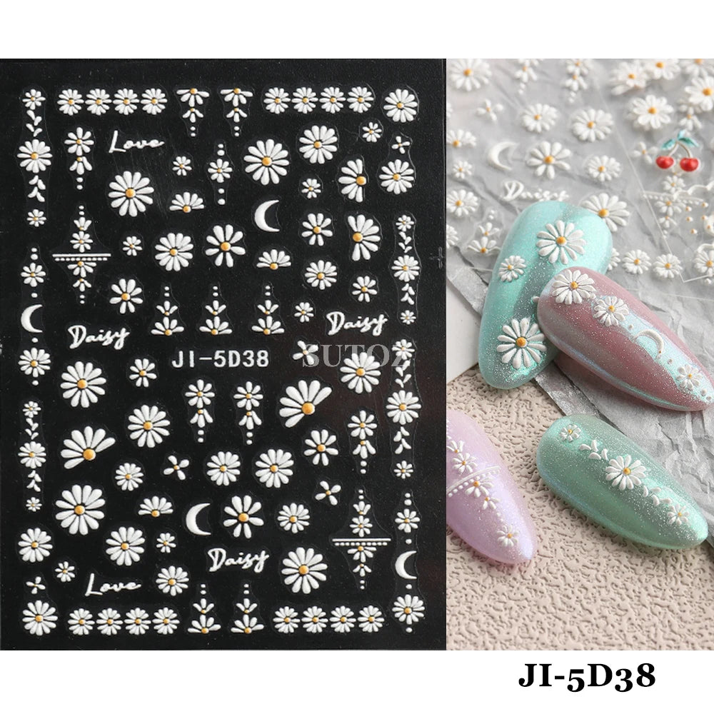 GL5D-K256 5D Sonnenblumen Nagelsticker - Herbstdesign Prägung