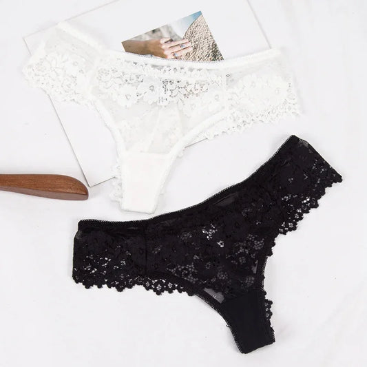 Women Panties elegant Underwear Black Lace Panties Lingerie Female Floral Lace Briefs Perspective Finetoo Design Ladies Pantys
