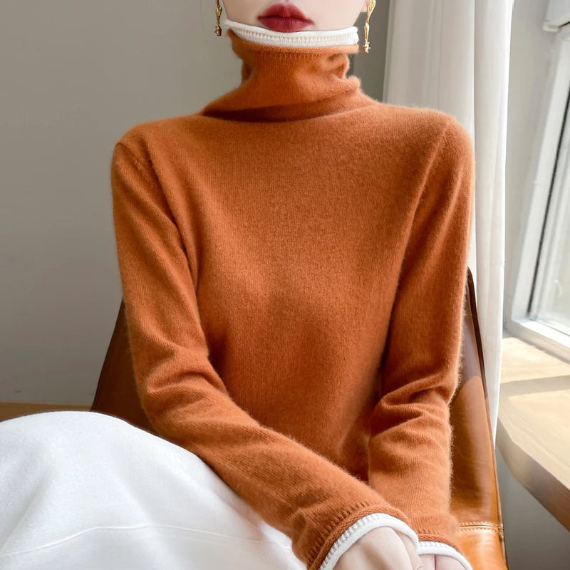 SHUANGYANROADCN Merino Rollpullover - Größe M, Merinowolle