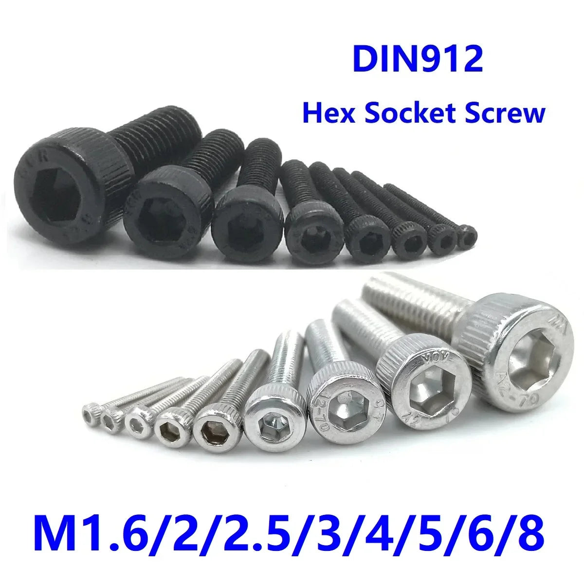 HPCLE DIN912 Innensechskant - Edelstahl A2 M1.6-M8 Satz