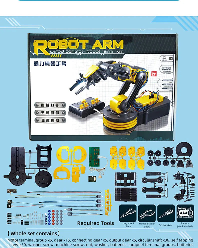 Telecomandă manipulator DIY electric științific robot braț experiment asamblare copii jucării educative cadou de ziua de naștere copil