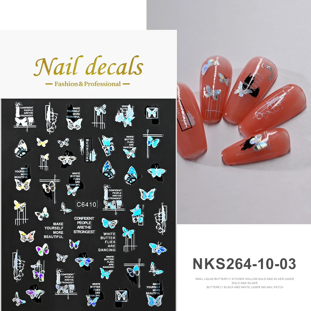 MAFANAILS NLS 3D Holografisch Schmetterling - 1St Schwarz
