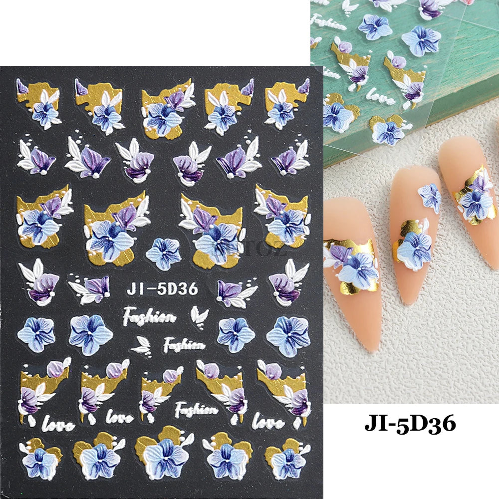 GL5D-K256 5D Sonnenblumen Nagelsticker - Herbstdesign Prägung
