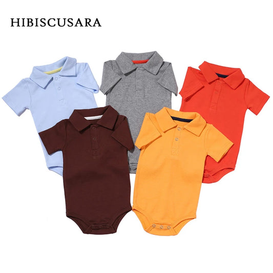 Sommer-Baby-Jungen-Mädchen-Romper Turn-down-Kragen-Neugeborenes-Baumwoll-Kleidung-Jumpsuit-für-0-2Y-Toddlers-Bebe-Outfits
