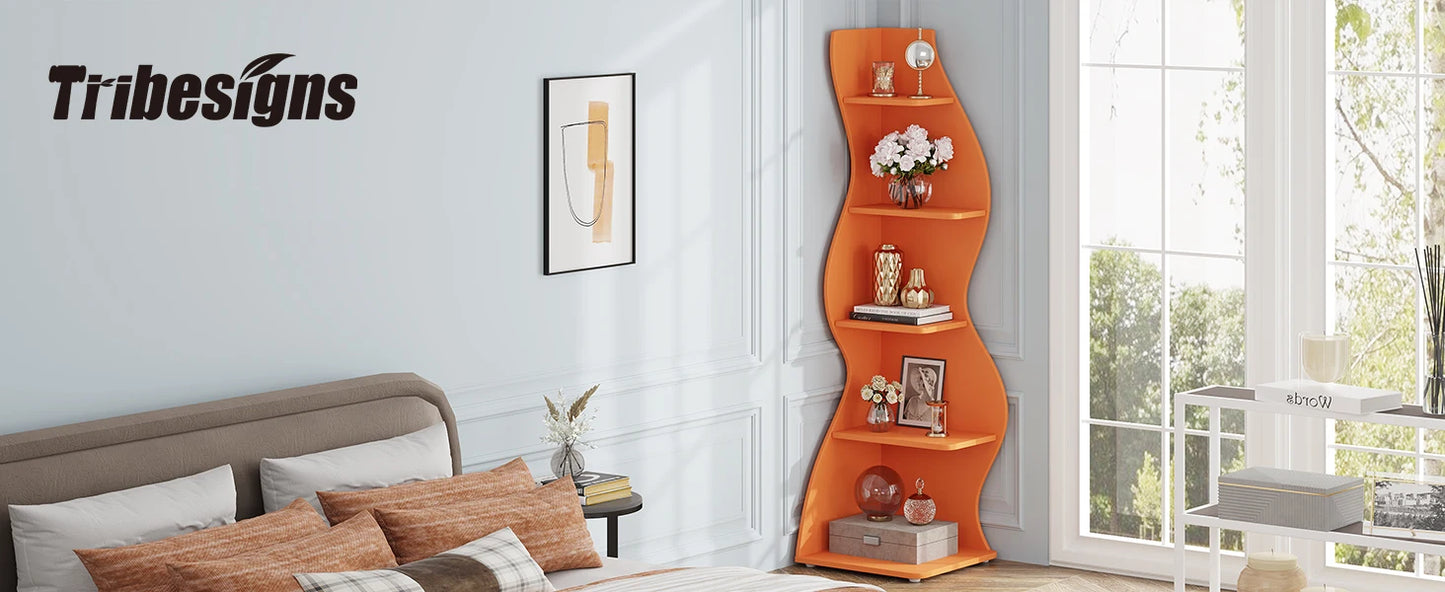 Tribesigns Bücherregal Eckregal 5-stufig Pflanzenständer Wohnzimmer