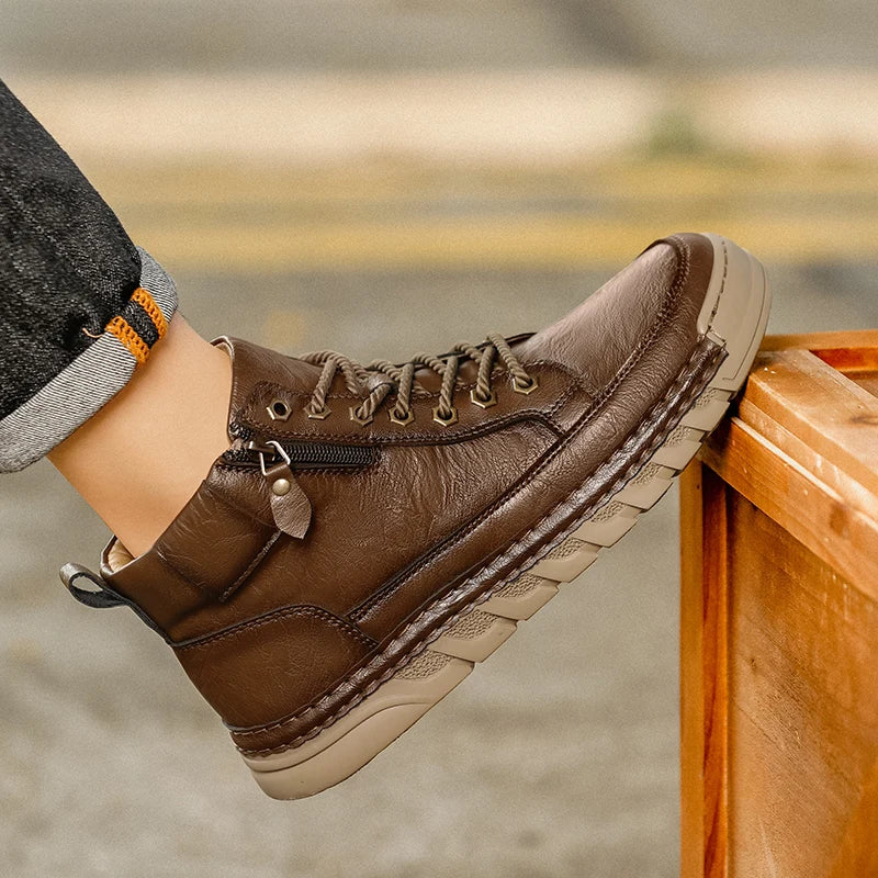 Yeinshaars Travel Casual Leder Stiefeletten Warm - Größe 42, Leichtes Gewicht, Antirutsch-Sohle