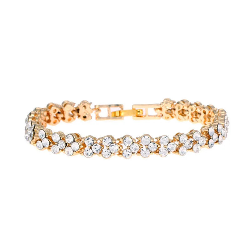 Luxus Damen Glänzende Armbanduhren 2-teiliges Set - Roségold Uhr Mode Damen Elegante Quarz Diamant Armbanduhr