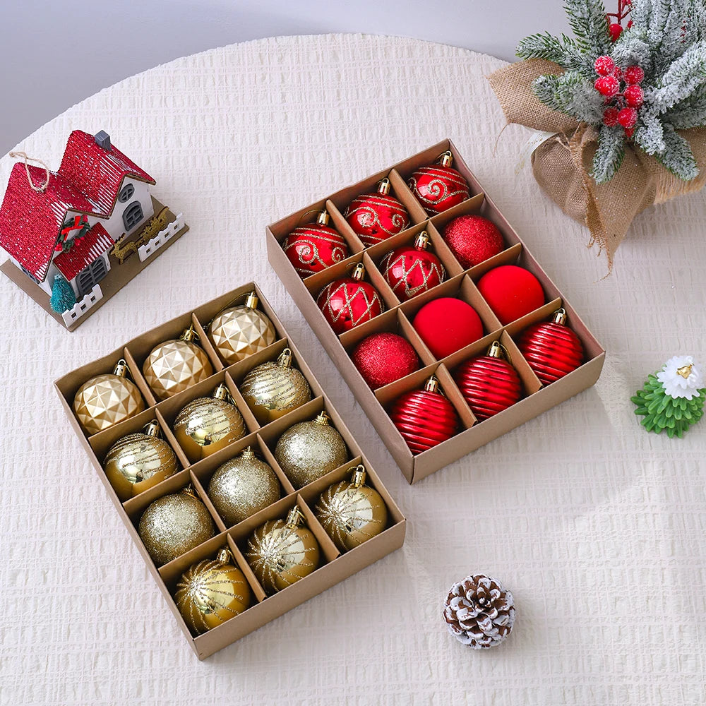 Choice Kugelset 7 cm Glänzende Weihnachtkugeln - Inhalt 12 Stück, Kunststoff