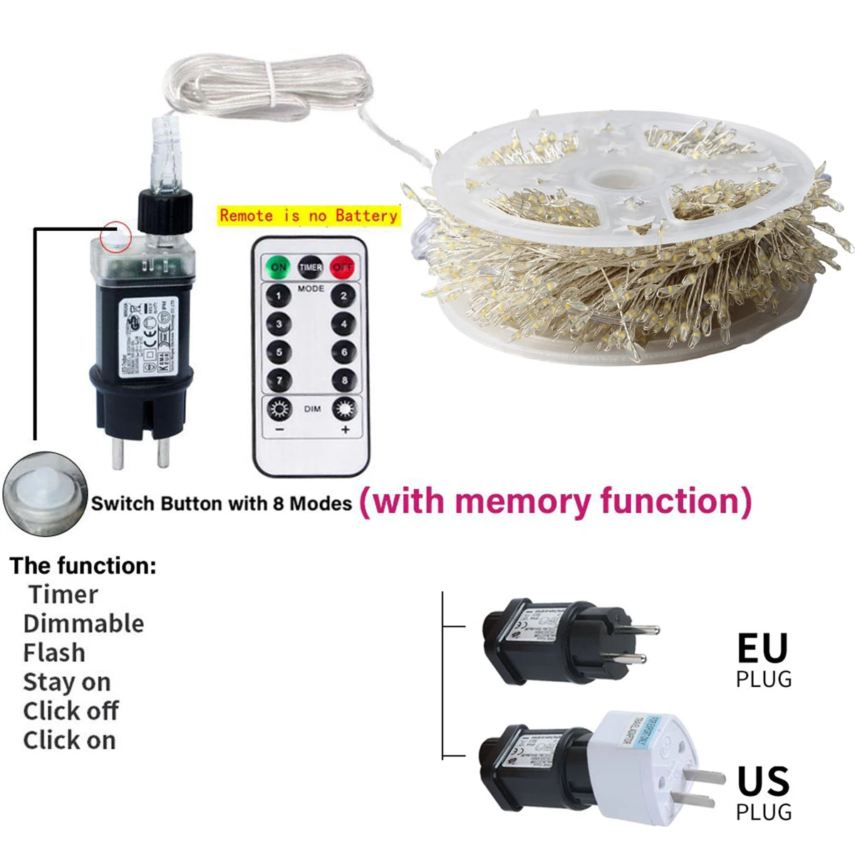 KIKIELF Cluster Firecracker Lichterkette - Länge 6-50 m, >200 LEDs, Dimmbar