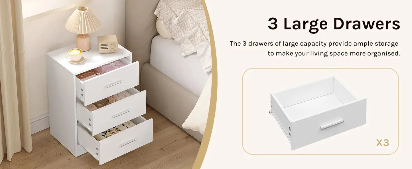 WOLTU 2 Teile/satz Nachttisch Nachttisch 39x54x28cm Beistelltisch mit 3 Schubladen Moderner Aufbewahrungsschrank für Schlafzimmer Wohnzimmer by Golden Bridge Store