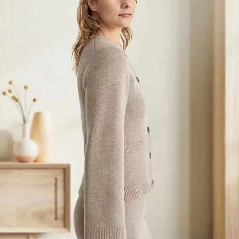Fdfklak Cardigan Strickjacke O Neck - Kapazität Mittleres Gewicht 120 bis 220 g m2, Leistung Regular Fit, Größe Regular