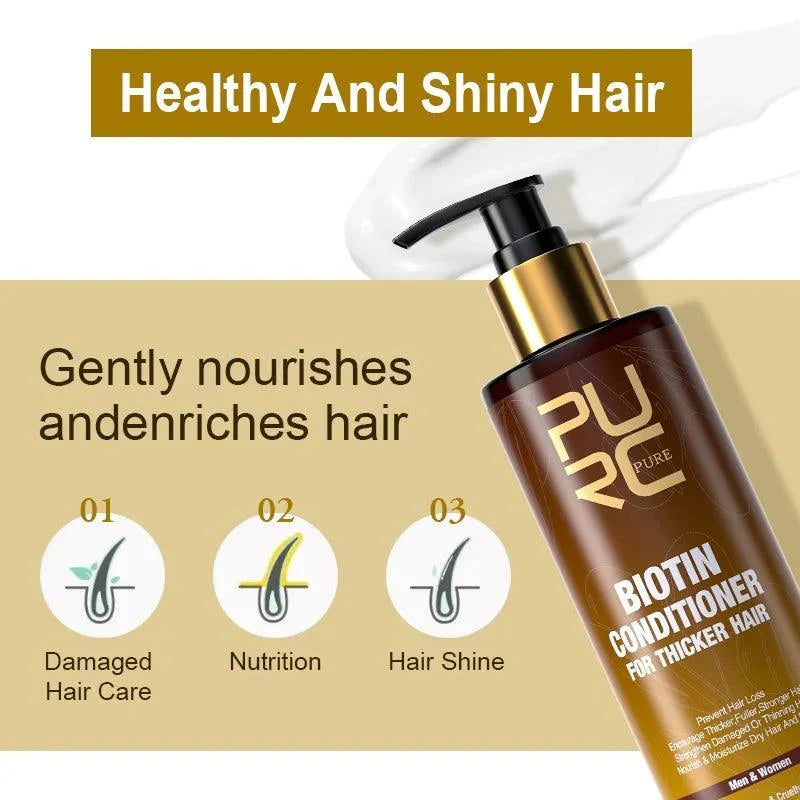 PURC,Biotin fast hair growth oil shampoo conditioner set anti hair loss