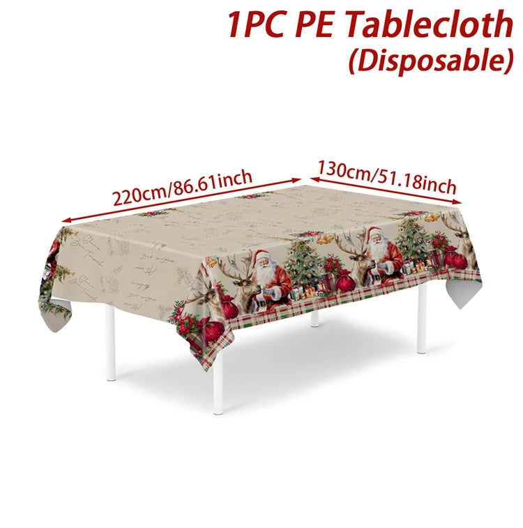 FENGRISE Weihnachtstischdecke Santa Motiv - Größe 140x180 cm Polyester