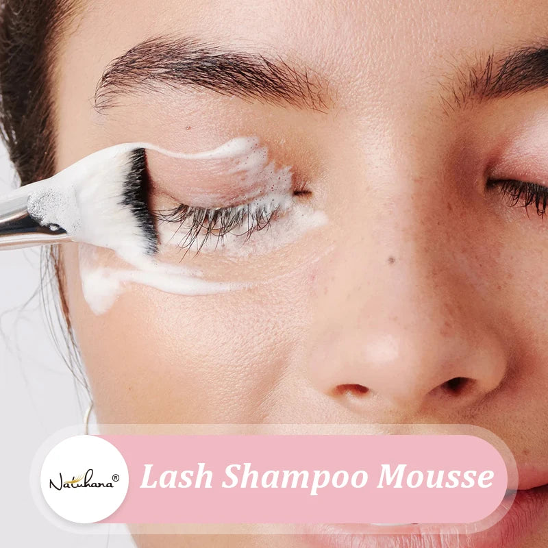 NATUHANA 60ml Gentle Lash Cleansing Mousse No Irritation Eyelash Shampoo for Extensions Grafting Makeup Remover Glue Cleanser