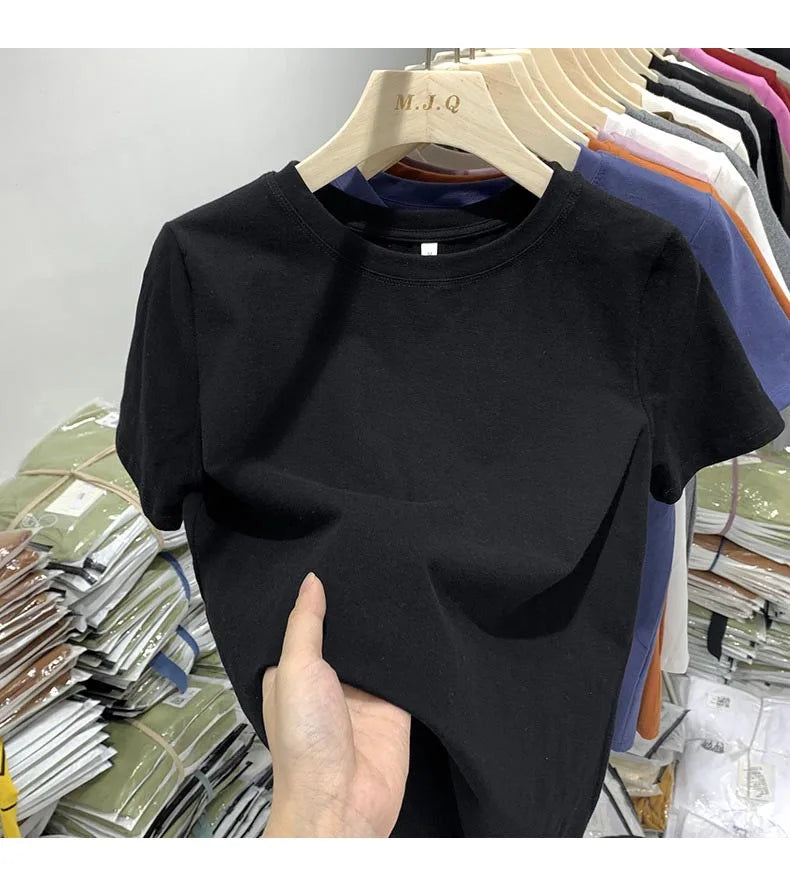 Women T Shirt Girls T-Shirt Woman Clothes Tops Cotton Tshirt Female Short Sleeve Spring Tee Sexy Y2k Top White