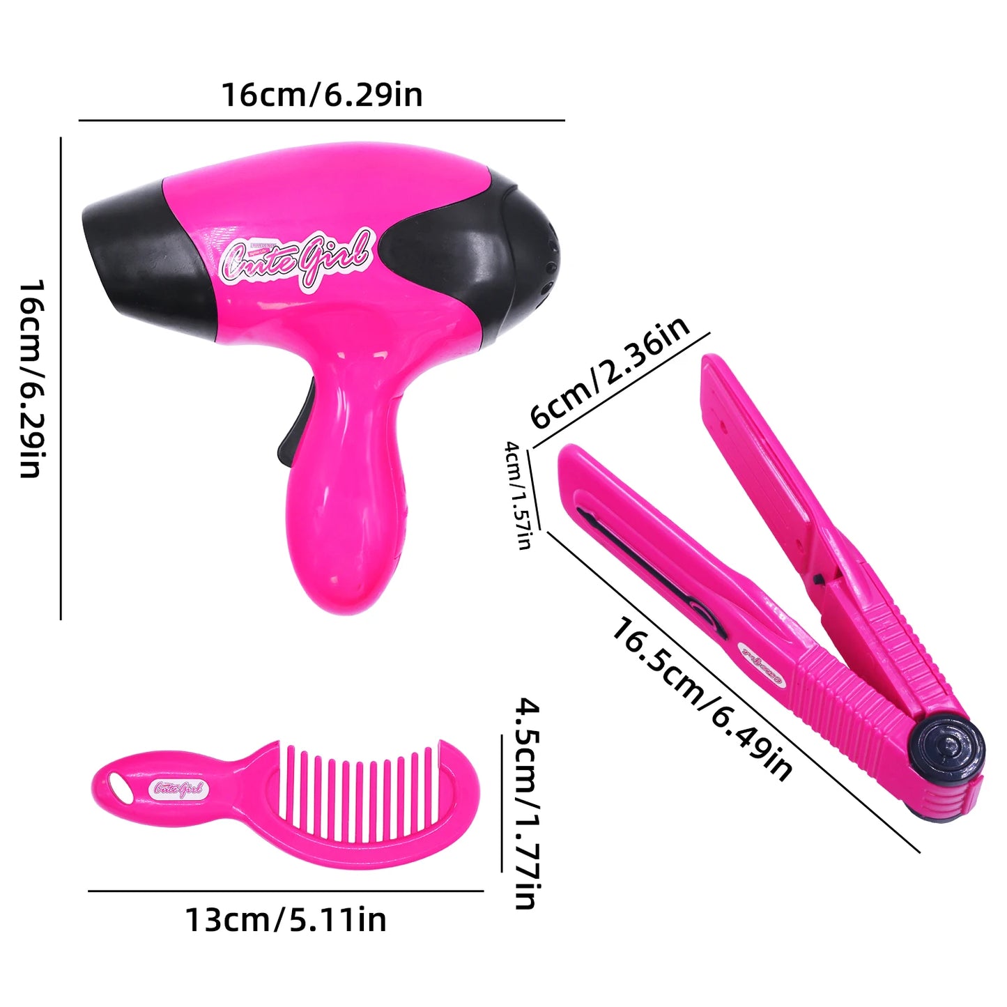 Makeup-Tools, Haartrockner, Haartrocknerklipsen, bunte Lichtsimulierung 1:1 Kinderpflege-Spielzeuge, Mädchen, Familienspielzeuge