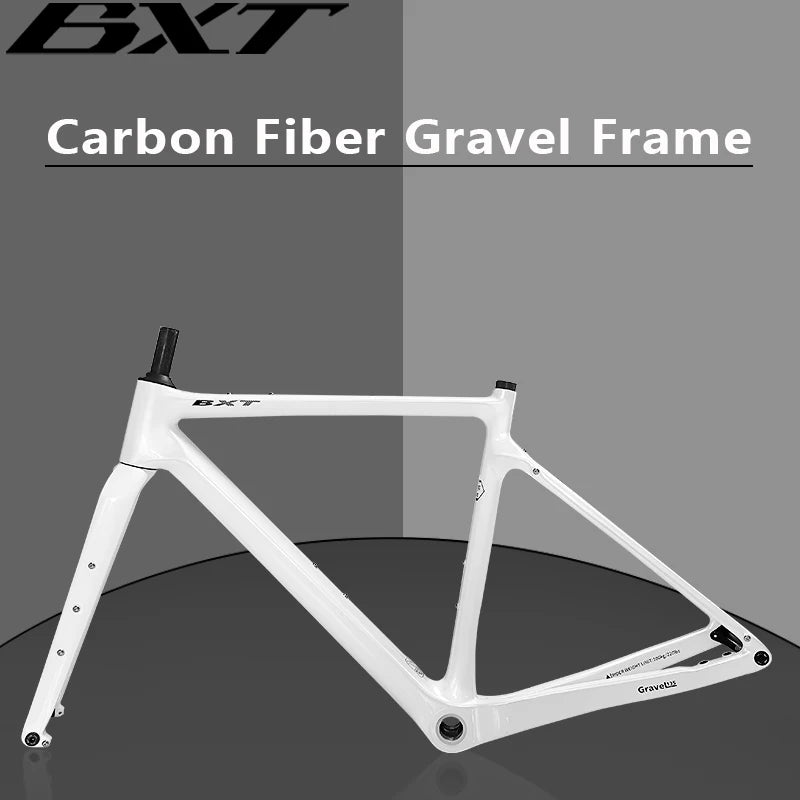 BXT Carbon Gravel Bike Frame Fully Hidden Cable Carbon Frame Fork Thru Axle Gravel Disc Brake Carbon MTB Road Bicycle Frame 27.5
