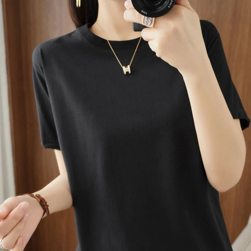 KANNISAK TShirt O Neck Baumwolle - Kurzarm Gr L Weit
