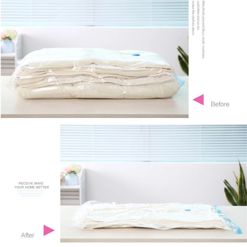 Transparent Vacuum Bag Folding Compressed Space Saving Clothes Storage Vacuum Storage Bag Household 1 Pcs