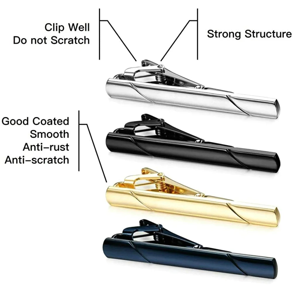Eleganz Classic Glänzend Krawattenclip - 4 Stück Metall 5 cm