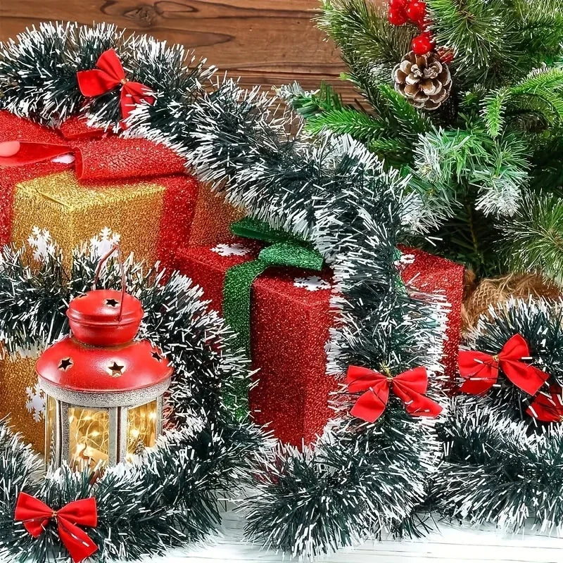 8 m Weihnachtsbaum-Lametta-Girlande, Weihnachtsdekoration für Zuhause, 2025, metallische Twist-Girlande, Weihnachtsschmuck, Neujahrsparty-Dekoration 2026