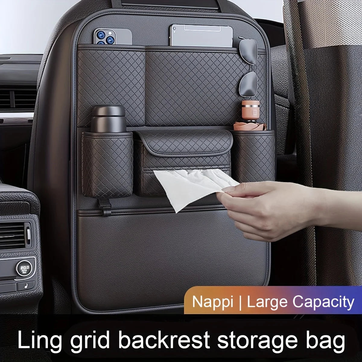 Auto Sitz Rücken Aufbewahrung Tasche 2025 - Hängende Tasche Multifunktional - Car Seat Tissue Box Organizer Interieur Dekoration