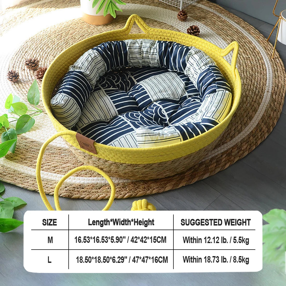 Cat Bed House Dog Kennel Rattan Straw Plaited Kitten Cushion Basket Tent Scratching Board Ball Puppy Nest Mat Indoor Pet Supply