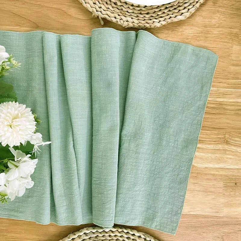 Christmas Table Runner Christmas Green Decoration for Home Xmas Party Decor 100% Cotton Table Runner for Wedding Table Decor