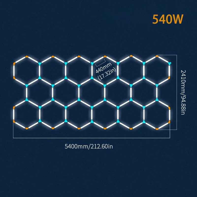 Hexagonal ceiling light BarberShop Car Garage LED Light 6500k LED tube for Gym Bar Hair Salon Library Workshop Auto Body Repair