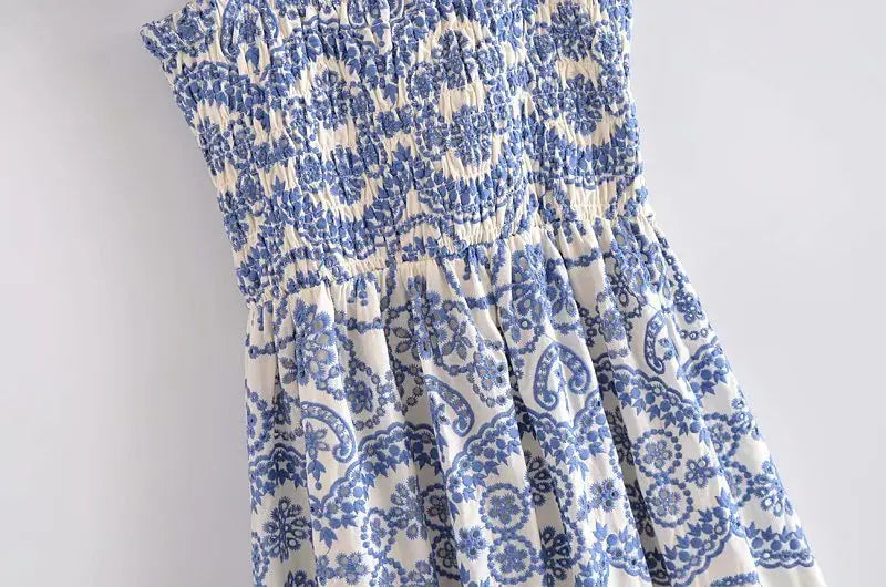 Blue Floral Embroidey Summer Beach Dress Women Casual Holiday Bohemian Dress Boho Sundress Maxi Long Vestidos Fashion Clothes