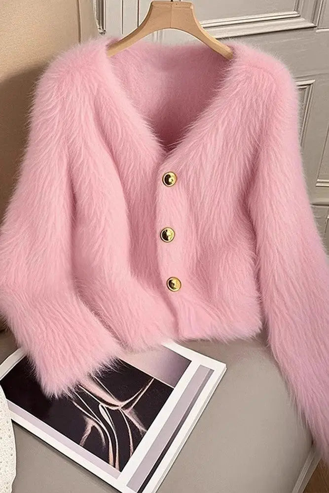 Luna KoreanStyle Strickjacke - Rosa Damen, dick, Stretch