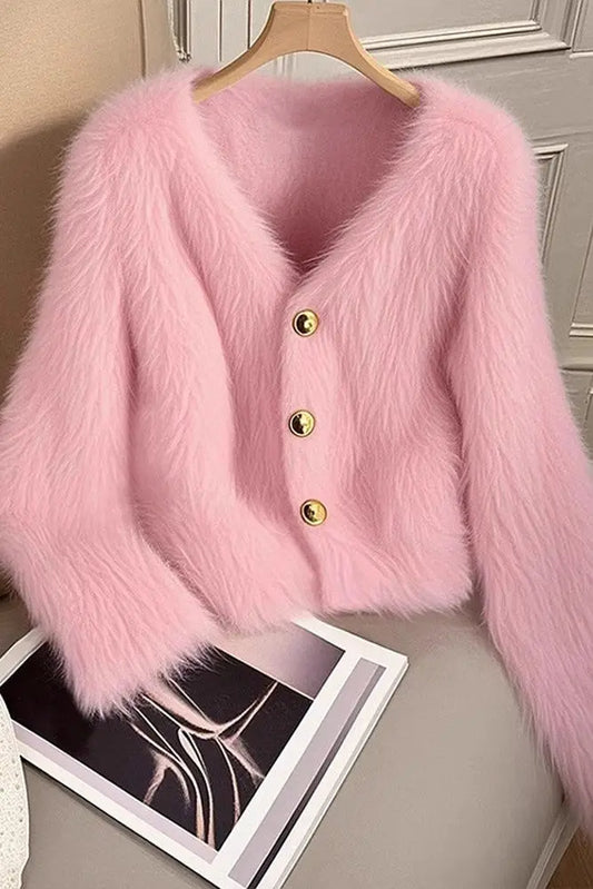 Luna KoreanStyle Strickjacke - Rosa Damen, dick, Stretch