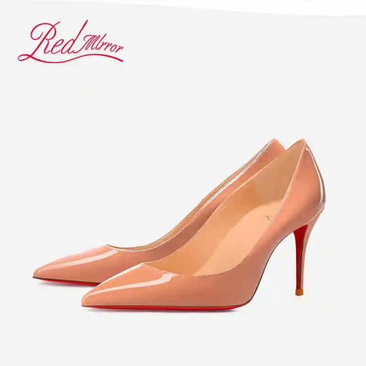 Women's elegant high heel shoes Luxury Brand Black Women heels shoes woman 2025 trend Red Shiny Bottoms Pointed Toe Sexy Pumps