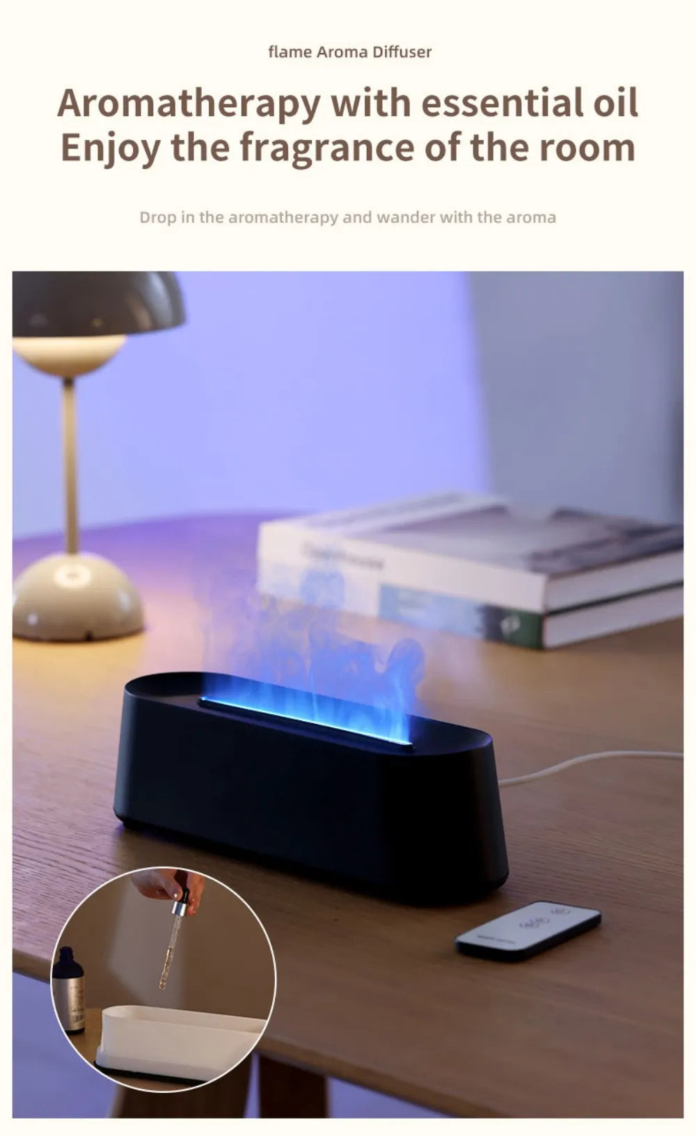 Humidifier Flame Aromatherapy Diffuser Can Add Essential Oils 7 Colours Flame Diffuser Timing Protection USB Desktop Humidifier