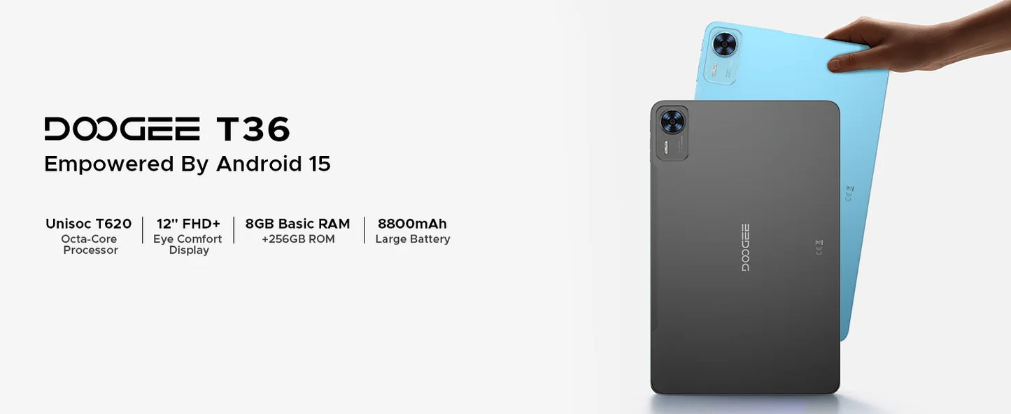 DOOGEE T36 Android 15 Tablet - 32 GB RAM, 2,2 GHz Octa-Core, 12 Zoll Display