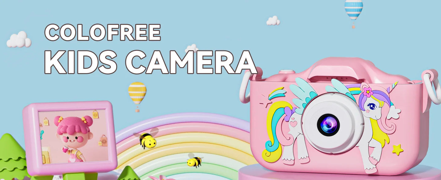 Kinder Mini Kamera Cartoon Einhorn Spielzeug Für Mädchen Jungen Geburtstag Geschenke 1080P HD 2 Zoll Bildschirm Mit Silikon Hülle Aufnahme Leben Kamera