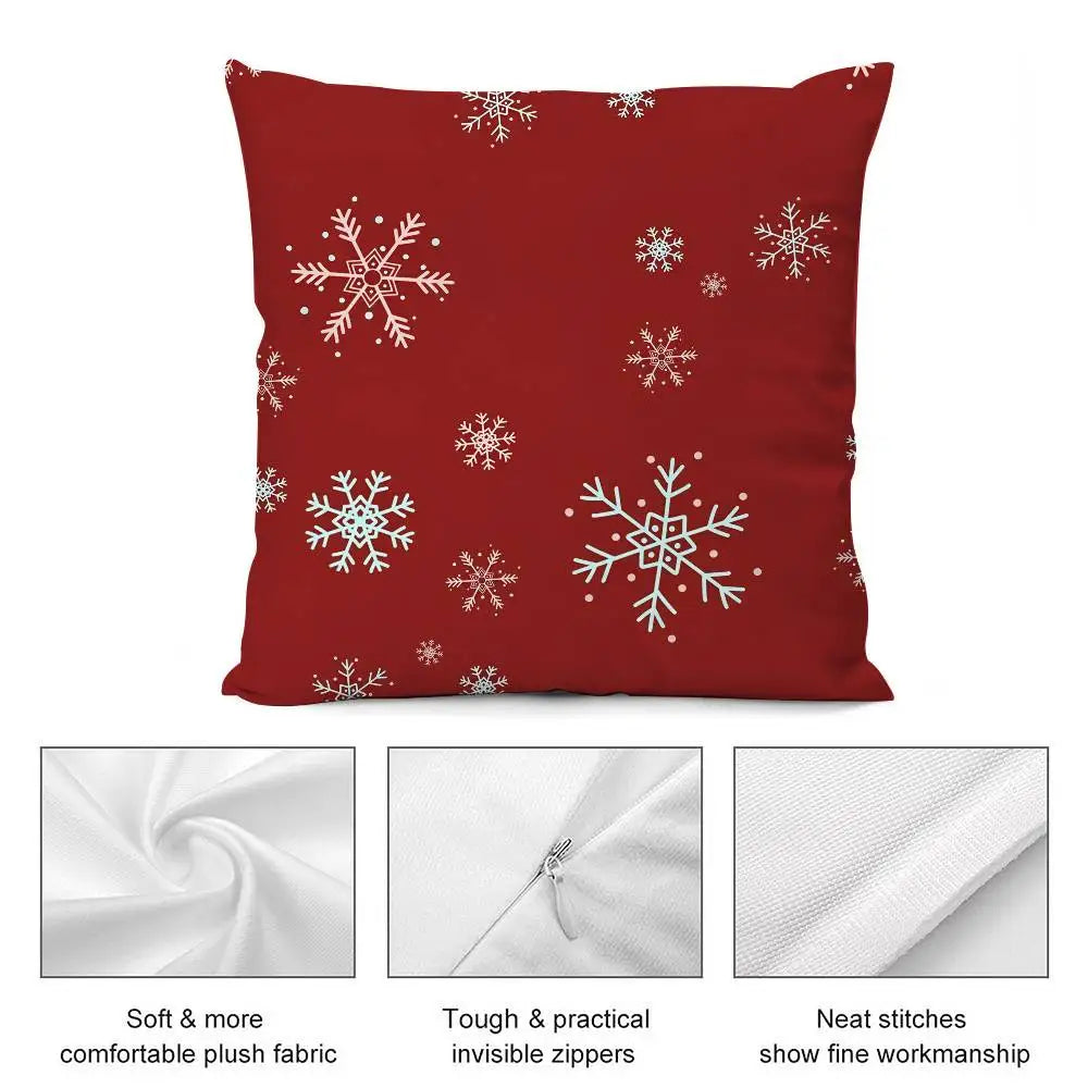 Christmas red bell Pillow Case Short plush Double-sided Print Square Throw Pillow Covers Sofa Home Cushion Decor