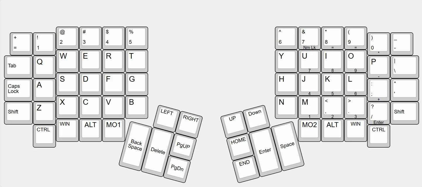 waizowl WK Kinesis Split-Tastatur - 61 Tasten Hot-Swap 2.4G