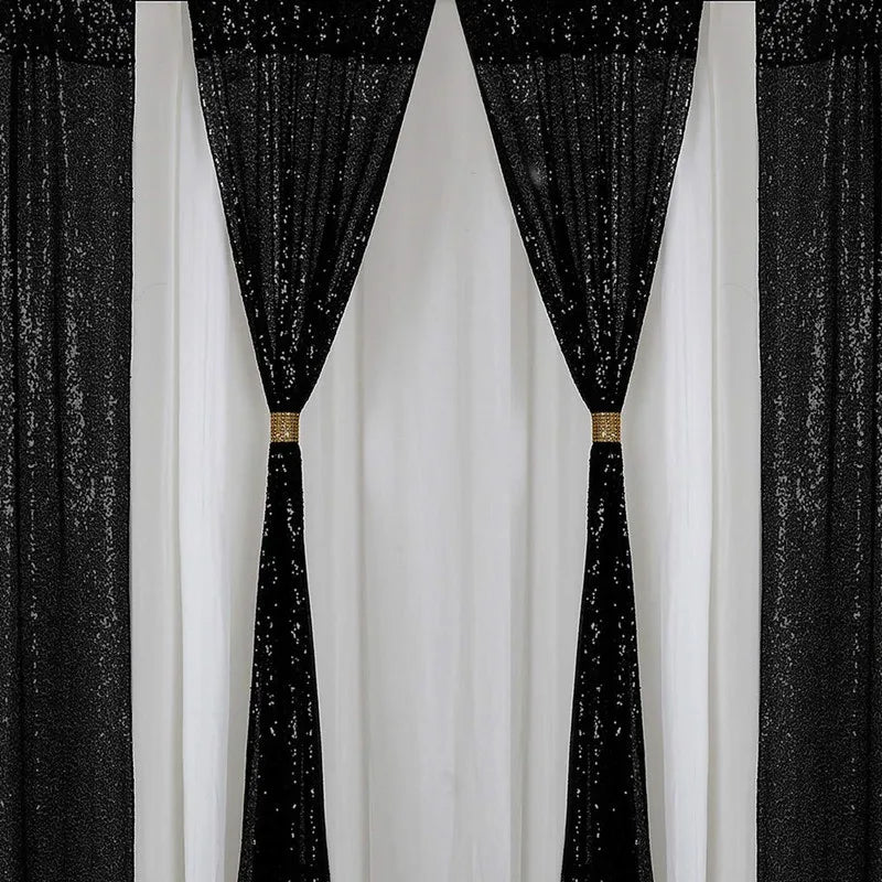 Sequin Backdrop Curtains - 2 Panels 2x8FT,Gold/Silver Backdrop Party Wedding Baby Shower Curtain Sparkle Photography Background