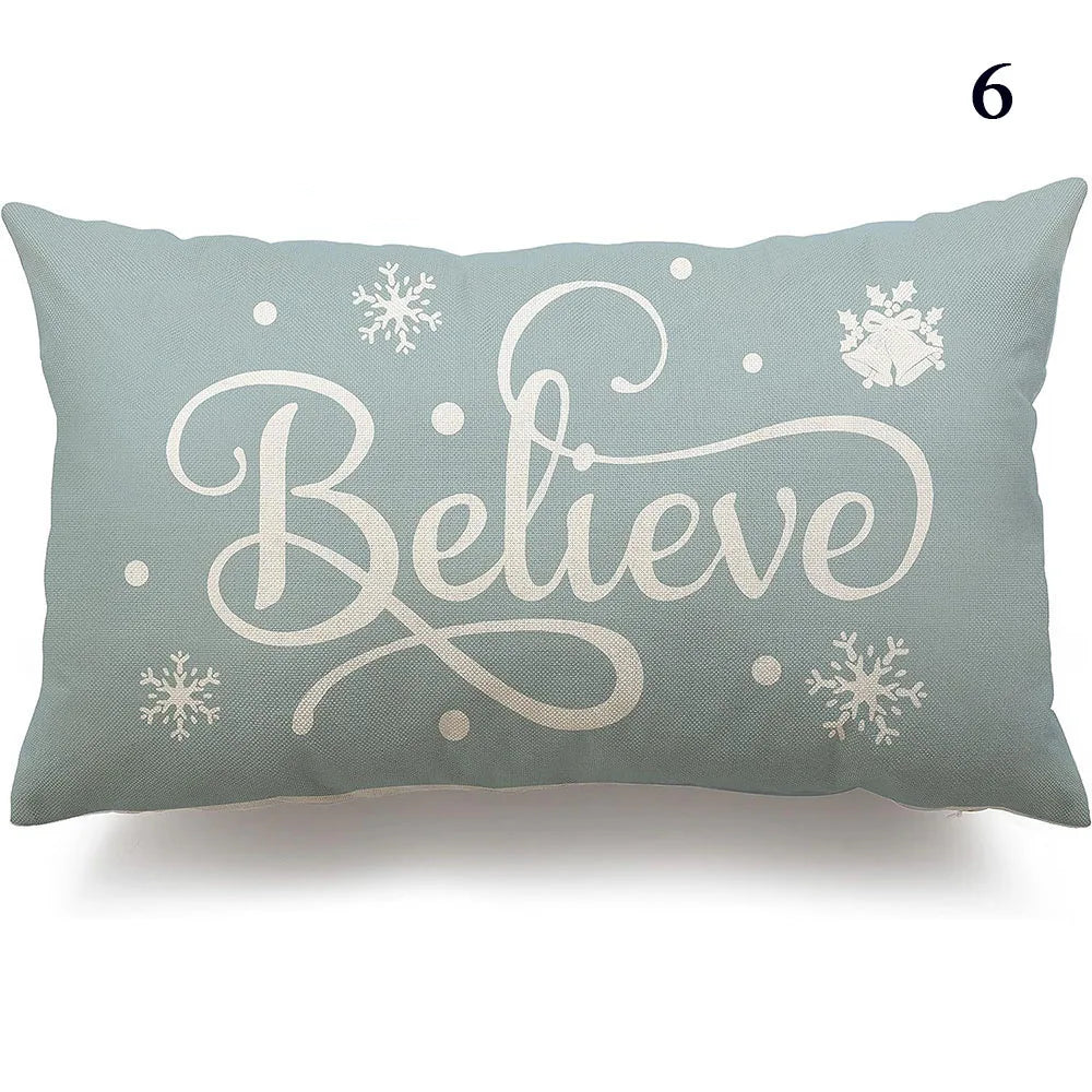 Merry Christmas Decorative Pillow Cover 30x50cm Linen Throw Pillowcase Christmas Cushion Cover Pillowslip For Sofa Home Decor