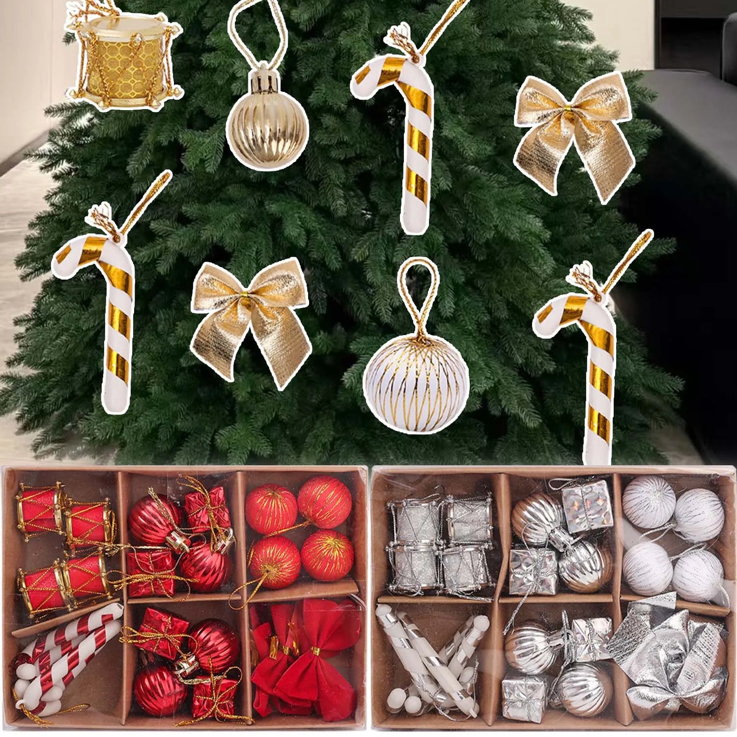 Choice Kugelset Rot-Gold Glitzer - 24 Stück, Ø2 cm