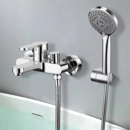 Badewannen-Mischbatterie mit Handbrause mit 3 Modi, Einhebel-Badewannenarmatur mit Schlauch und Wandhalterung, Chrom