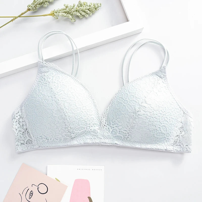 eles Damen Bralette 2025 - Spitzen BH ohne Bügel A/B Cup mit Blumenmuster