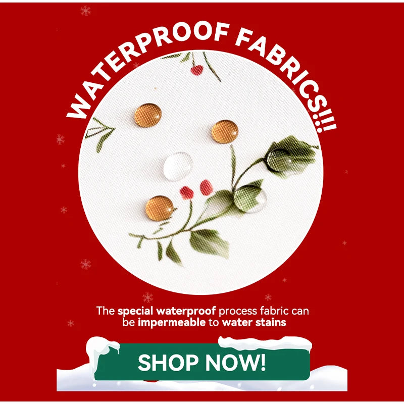 Christmas Rectangle Tablecloth Winter Waterproof Damask Floral Decorative Table Cloths Table Covers For Dinner Parties Holiday