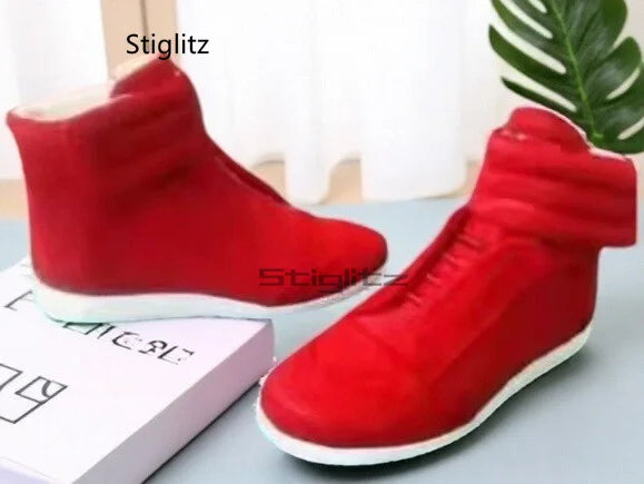 Herren High Top Leder Sneaker - Größe 40-46, Klettverschluss